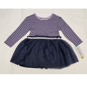 Girls Long Sleeve Dress Purple Striped Cat & Jack